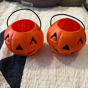 Vintage Halloween blow mold pumpkin candy containers mini
